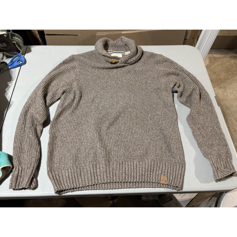 Weatherproof Vintage Men Tan Shawl Collar‎ Long Sleeve Pullover Sweater Size M